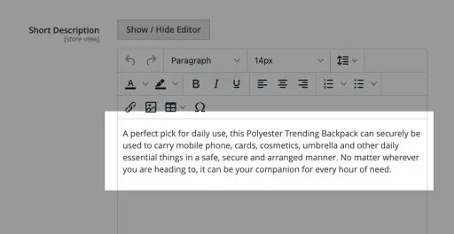include keyowrds in product descirptions